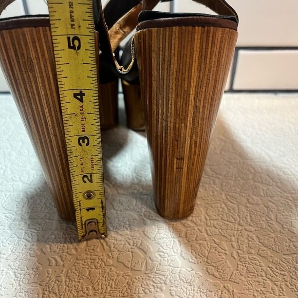 Vintage platform wooden heels goody two shoes  size 7 brown SUPER RARE !!! - Picture 8 of 11